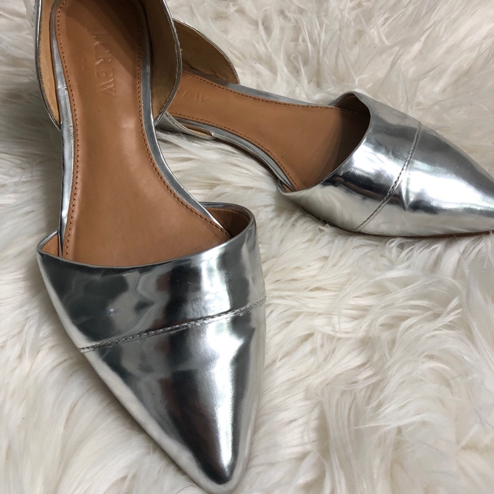 J crew factory silver and pointy flat shoes